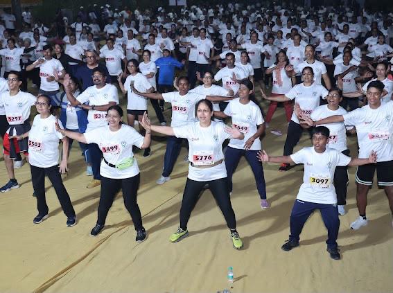 Participants warming up together